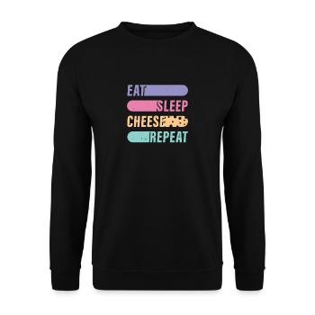Fromage T-Shirt Cheese Lovers Cadeau Drôle Retro - Sweat-shirt Unisexe - noir - Devant - Alina (178cm) & Michal (187cm)