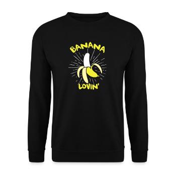 Banana Lovin shirt with banana - Unisex Sweatshirt - black - Front - Alina (178cm) & Michal (187cm)