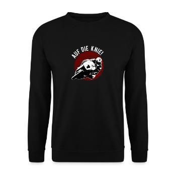 Auf die Knie - Unisex Pullover - Schwarz - Vorne - Alina (178cm) & Michal (187cm)