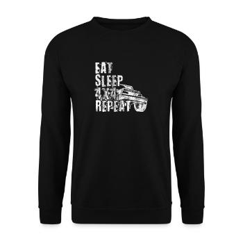 Eat Sleep 4x4 Repeat Gift Offroad Off-Roader - Unisex Sweatshirt - black - Front - Alina (178cm) & Michal (187cm)