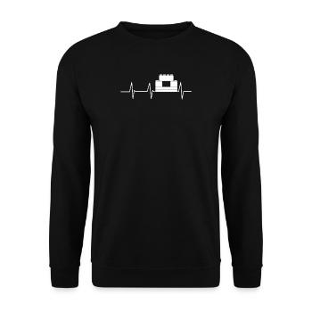 Bausteine - Kinder - Herzschlag - Geschenk - Unisex Pullover - Schwarz - Vorne - Alina (178cm) & Michal (187cm)