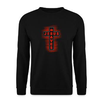Jésus sauve - Religion Dieu Christ Croix Foi - Sweat-shirt Unisexe - noir - Devant - Alina (178cm) & Michal (187cm)