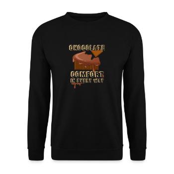 Schokolade - Trost - naschen - lecker - Schoko - Unisex Pullover - Schwarz - Vorne - Alina (178cm) & Michal (187cm)