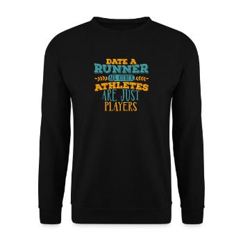 I date runners T-Shirt - Unisex Pullover - Schwarz - Vorne - Alina (178cm) & Michal (187cm)