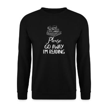 Lesen - Bücher - Geh weg - Leseratte - Geschenk - Unisex Pullover - Schwarz - Vorne - Alina (178cm) & Michal (187cm)