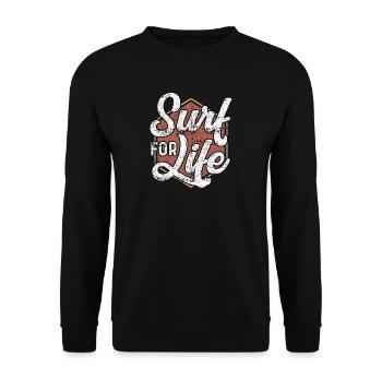 Surf For Life Vintage/Retro Style - Unisex Pullover - Schwarz - Vorne - Alina (178cm) & Michal (187cm)