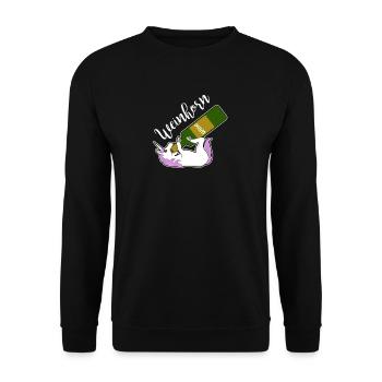 WEINHORN EINHORN Einhorn - Unisex Pullover - Schwarz - Vorne - Alina (178cm) & Michal (187cm)