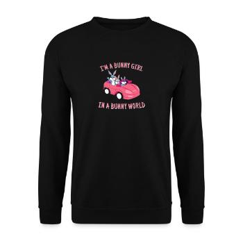 Bunny T-Shirt Gift Girl Rabbit - Unisex Sweatshirt - black - Front - Alina (178cm) & Michal (187cm)