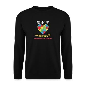 It's ok to be different. Autism Love - Unisex Sweatshirt - black - Front - Alina (178cm) & Michal (187cm)