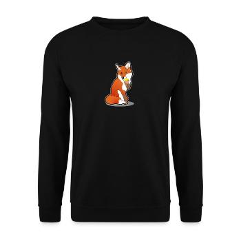 Fuchs mit Eis Comic Sommer Cartoon Geschenk - Unisex Pullover - Schwarz - Vorne - Alina (178cm) & Michal (187cm)