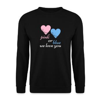 Pink Or Blue We Love Baby Birth Pregnancy - Unisex Sweatshirt - black - Front - Alina (178cm) & Michal (187cm)