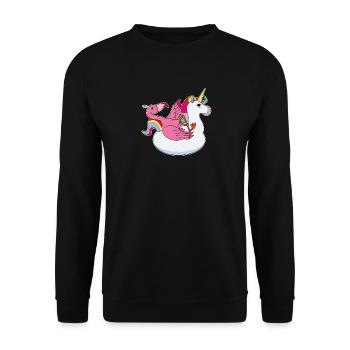 Flamant rose sur l'été licorne tapis kawaii - Sweat-shirt Unisexe - noir - Devant - Alina (178cm) & Michal (187cm)