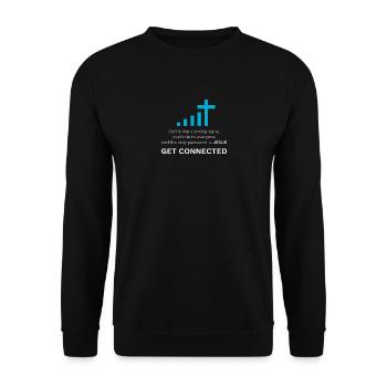 Jesus Tshirt Get Connected Gift Christian Cross - Unisex Sweatshirt - black - Front - Alina (178cm) & Michal (187cm)