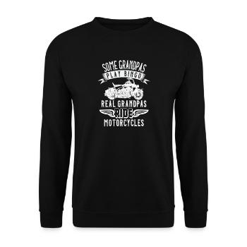 Some Grandpas Play Bingo Real Grandpas Ride Moto - Unisex Pullover - Schwarz - Vorne - Alina (178cm) & Michal (187cm)