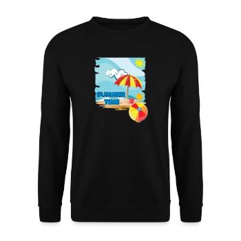 Summer time on the beach with umbrella on vacation - Unisex Sweatshirt - black - Front - Alina (178cm) & Michal (187cm)
