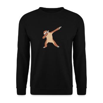 Faultier Dabbing - Unisex Pullover - Schwarz - Vorne - Alina (178cm) & Michal (187cm)