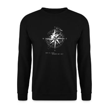 Not All That Wander Are Lost Kompass Landkarte - Unisex Pullover - Schwarz - Vorne - Alina (178cm) & Michal (187cm)