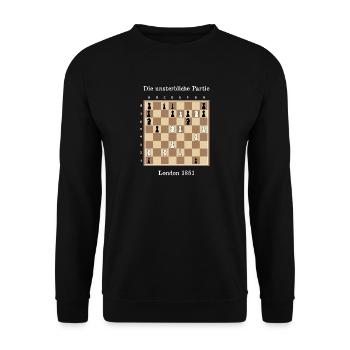Die unsterbliche Partie - Immortal Game Schach - Unisex Pullover - Schwarz - Vorne - Alina (178cm) & Michal (187cm)