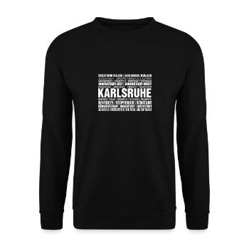 Shirt Karlsruhe Stadt Stadtteile - Unisex Pullover - Schwarz - Vorne - Alina (178cm) & Michal (187cm)
