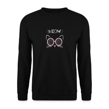 Katze Kätzchen Hipster Katzen Mutter Geschenk - Unisex Pullover - Schwarz - Vorne - Alina (178cm) & Michal (187cm)