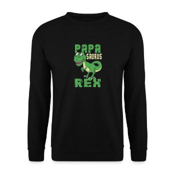 Papasaurus Rex Dinosaur T-Rex Dad Gift - Unisex Sweatshirt - black - Front - Alina (178cm) & Michal (187cm)