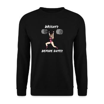 Poids avant Dates Gymnastique haltérophile Femme forte - Sweat-shirt Unisexe - noir - Devant - Alina (178cm) & Michal (187cm)