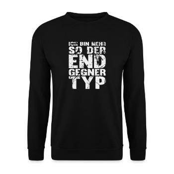 Ich bin mehr so der Endgegner Typ! - Geschenk - Unisex Pullover - Schwarz - Vorne - Alina (178cm) & Michal (187cm)