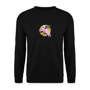 Flying Pig - Unisex Pullover - Schwarz - Vorne - Alina (178cm) & Michal (187cm)