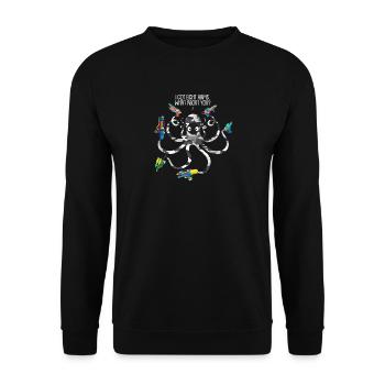 Octopus Geschenk Soldat Wasserpistole Pistole Sohn - Unisex Pullover - Schwarz - Vorne - Alina (178cm) & Michal (187cm)