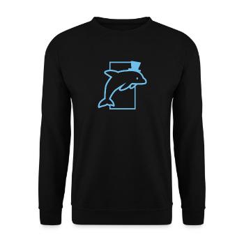 Zoo Delfin Geschenk Sohn Zylinder Party Ozean Meer - Unisex Pullover - Schwarz - Vorne - Alina (178cm) & Michal (187cm)