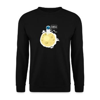 Astronaut Mond Spruch Comic Raumfahrt Weltall All - Unisex Pullover - Schwarz - Vorne - Alina (178cm) & Michal (187cm)