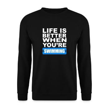 La vie est meilleure quand tu nages! - Cadeau - Sweat-shirt Unisexe - noir - Devant - Alina (178cm) & Michal (187cm)