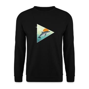 Dauphin - lever du soleil - océan - Sweat-shirt Unisexe - noir - Devant - Alina (178cm) & Michal (187cm)