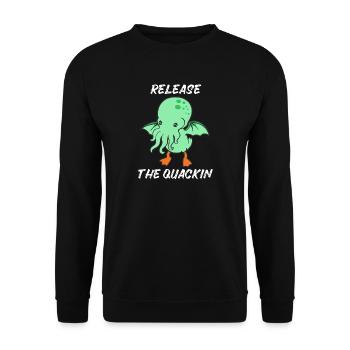 Release the Quackin Squeaky Duck Bath Duck - Unisex Sweatshirt - black - Front - Alina (178cm) & Michal (187cm)