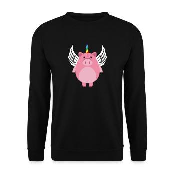 Unipig rose mignon drôle Licorne cochon Tee Shirt cadeau - Sweat-shirt Unisexe - noir - Devant - Alina (178cm) & Michal (187cm)