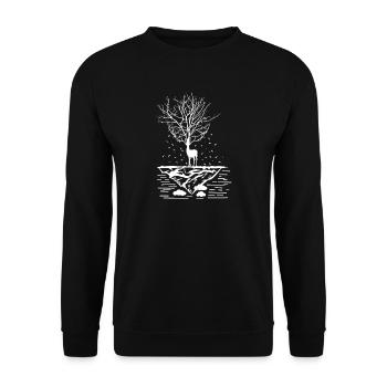Fairytale tree deer - Unisex Sweatshirt - black - Front - Alina (178cm) & Michal (187cm)
