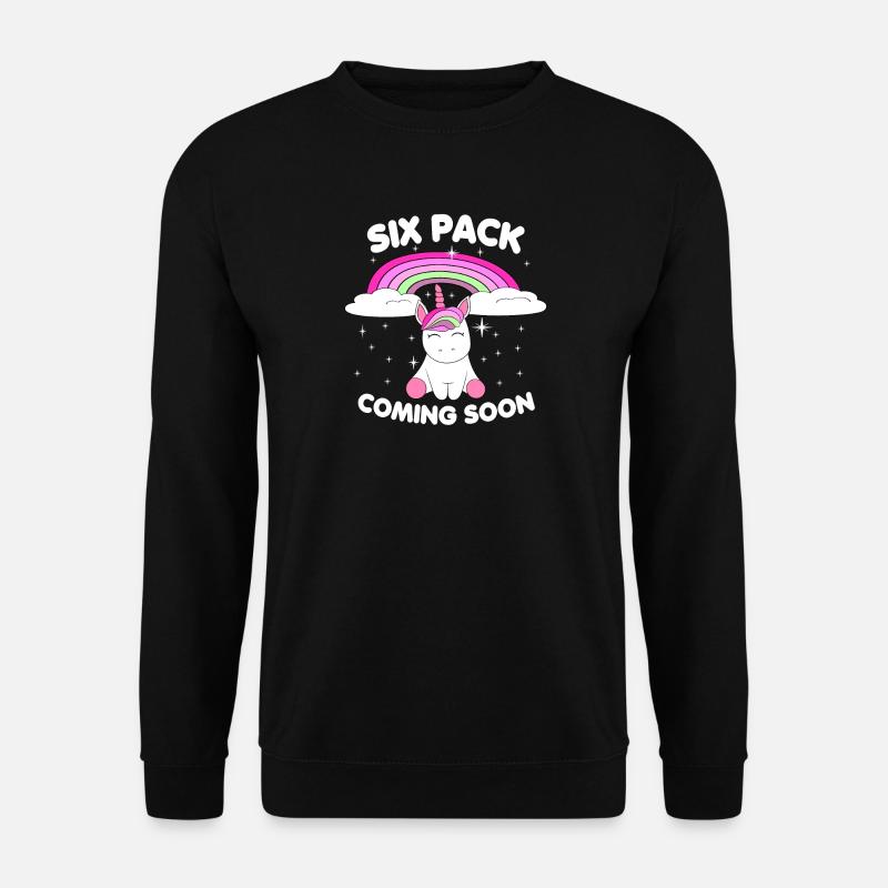 Sport Einhorn Mein Sixpack kommt bald Fun Glitzer - Unisex Pullover - Schwarz