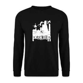 Parkour Geschenk Le Parcour Freerunning Backflip - Unisex Pullover - Schwarz - Vorne - Alina (178cm) & Michal (187cm)