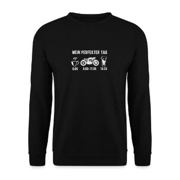 Mein perfekter Tag Motorrad - Unisex Pullover - Schwarz - Vorne - Alina (178cm) & Michal (187cm)