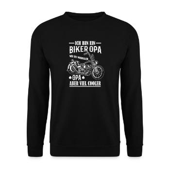 Biker Grandpa Motorcycle Shirt Gift - Unisex Sweatshirt - black - Front - Alina (178cm) & Michal (187cm)