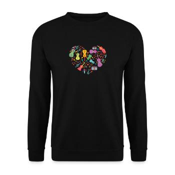 Music Violin Classical Gift Violin Musical Notes - Unisex Sweatshirt - black - Front - Alina (178cm) & Michal (187cm)
