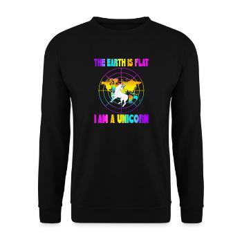 The earth is flat i am a unicorn - Unisex Sweatshirt - black - Front - Alina (178cm) & Michal (187cm)