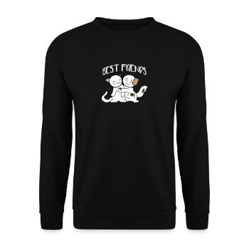 Best friends cats motive Puss cat kitten - Unisex Sweatshirt - black - Front - Alina (178cm) & Michal (187cm)