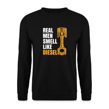 Les vrais hommes sentent comme le tuner de cadeau de chemise diesel - Sweat-shirt Unisexe - noir - Devant - Alina (178cm) & Michal (187cm)
