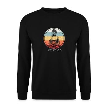 Buddha - Vintage Meditation Buddhismus Zen - Unisex Pullover - Schwarz - Vorne - Alina (178cm) & Michal (187cm)