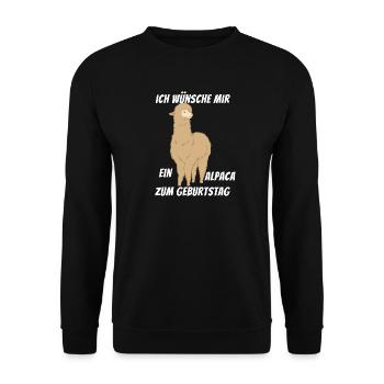Ich wünsche mir ein Alpaka zum Geburtstag Alpaca - Unisex Pullover - Schwarz - Vorne - Alina (178cm) & Michal (187cm)