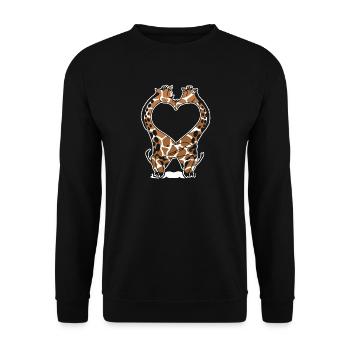 Giraffen-Liebes-Hemd - Unisex Pullover - Schwarz - Vorne - Alina (178cm) & Michal (187cm)