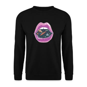 Pink lips / space - Unisex Sweatshirt - black - Front - Alina (178cm) & Michal (187cm)