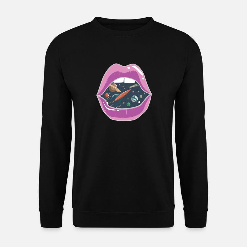 Pinke Lippen / Weltraum - Unisex Pullover - Schwarz