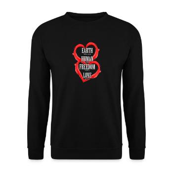 Liebe Anti Rassismus Politik Religion Geschenk - Unisex Pullover - Schwarz - Vorne - Alina (178cm) & Michal (187cm)